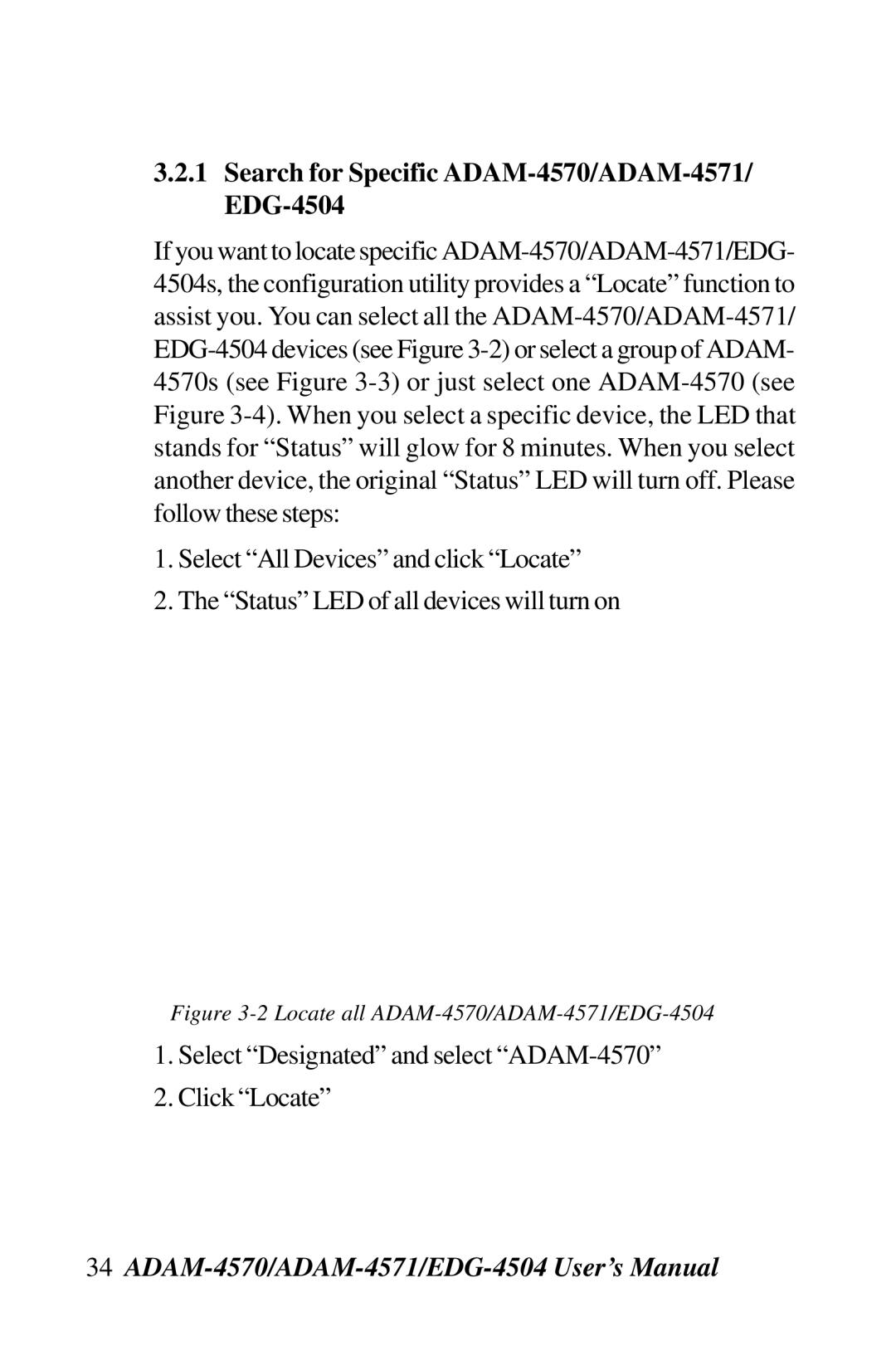 Advantech user manual Search for Specific ADAM-4570/ADAM-4571/ EDG-4504, Locate all ADAM-4570/ADAM-4571/EDG-4504 