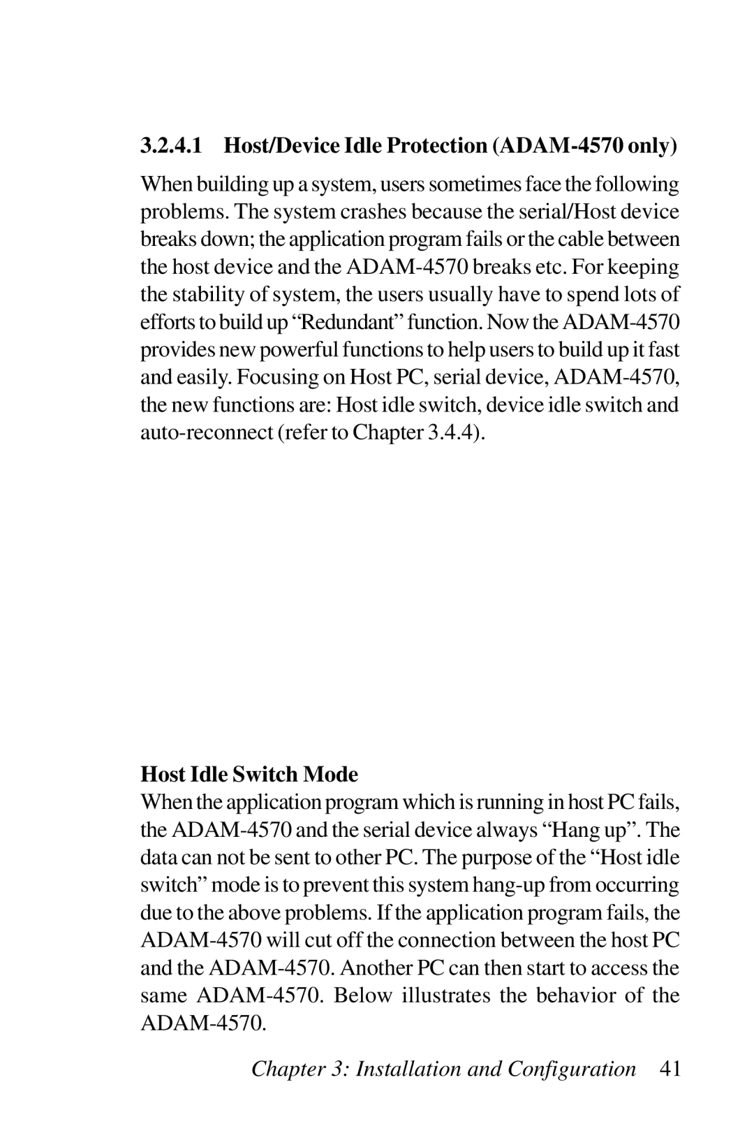 Advantech ADAM-4571, EDG-4504 user manual Host/Device Idle Protection ADAM-4570 only, Host Idle Switch Mode 