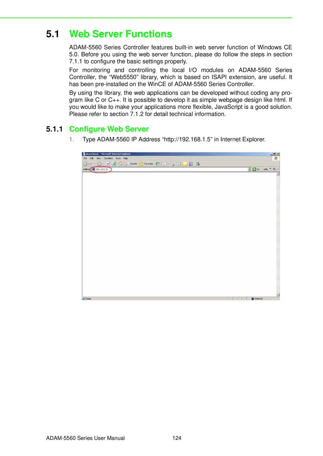 Advantech ADAM-5560 user manual Web Server Functions, Configure Web Server 