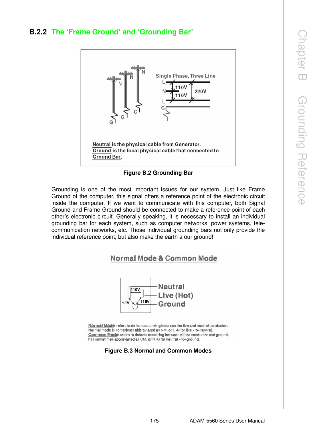 Advantech ADAM-5560 user manual Chapter B Grounding Reference, ‘Frame Ground’ and ‘Grounding Bar’ 