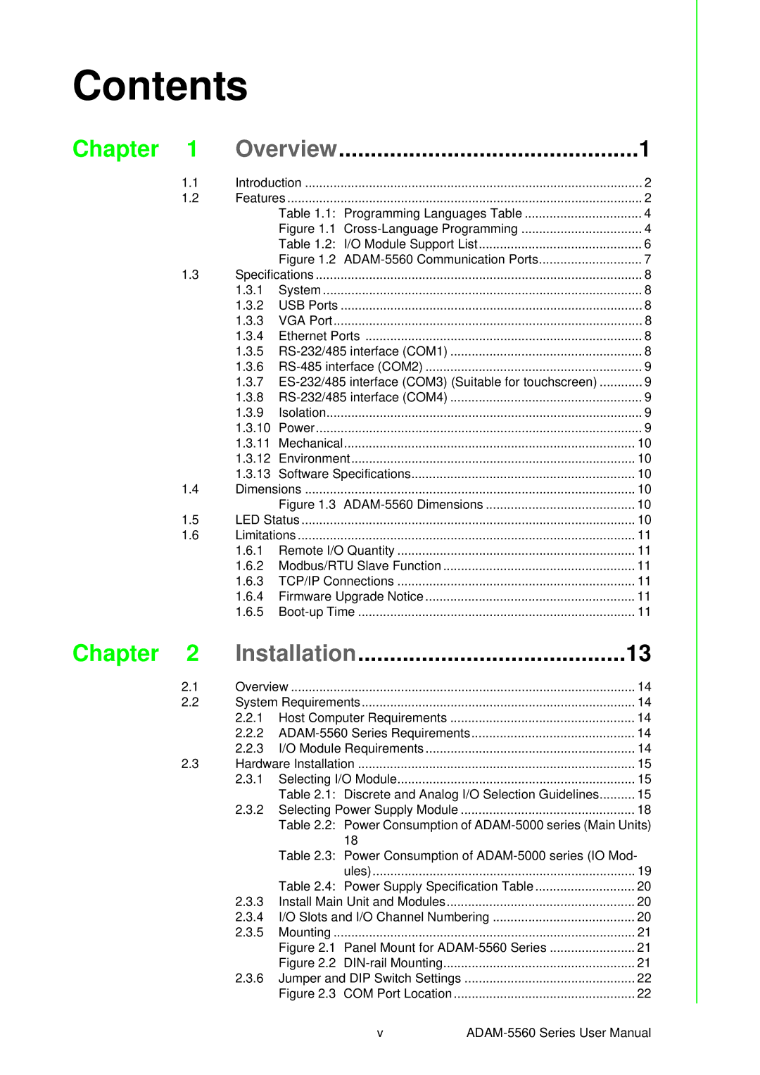 Advantech ADAM-5560 user manual Contents 