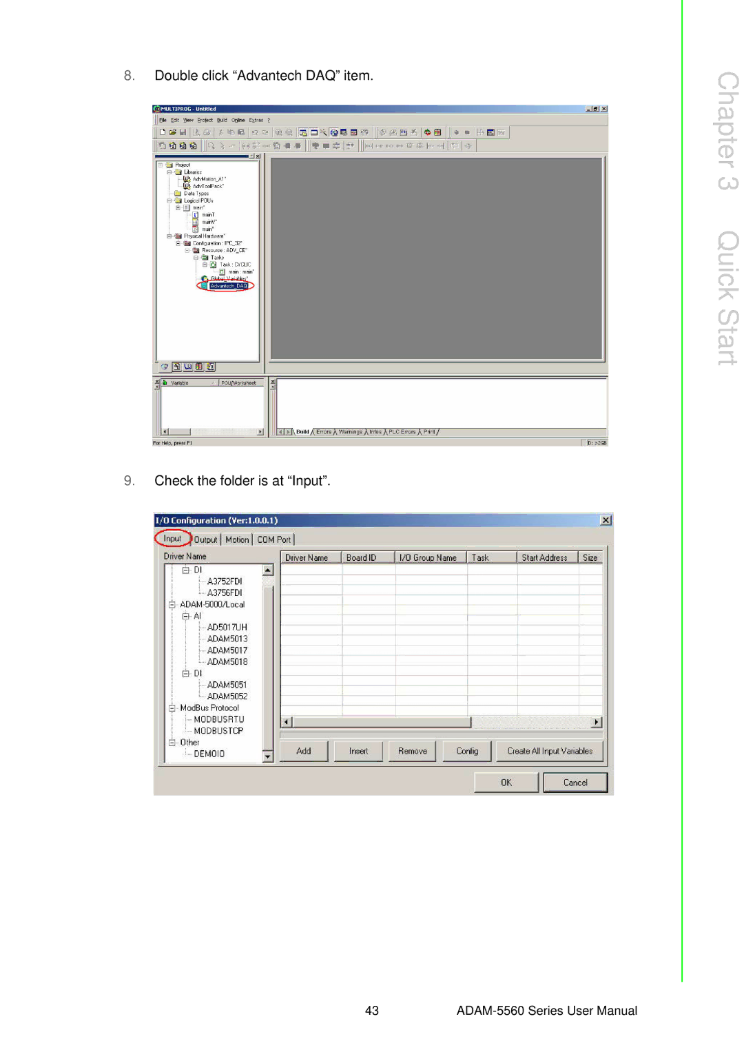 Advantech ADAM-5560 user manual Double click Advantech DAQ item Check the folder is at Input 