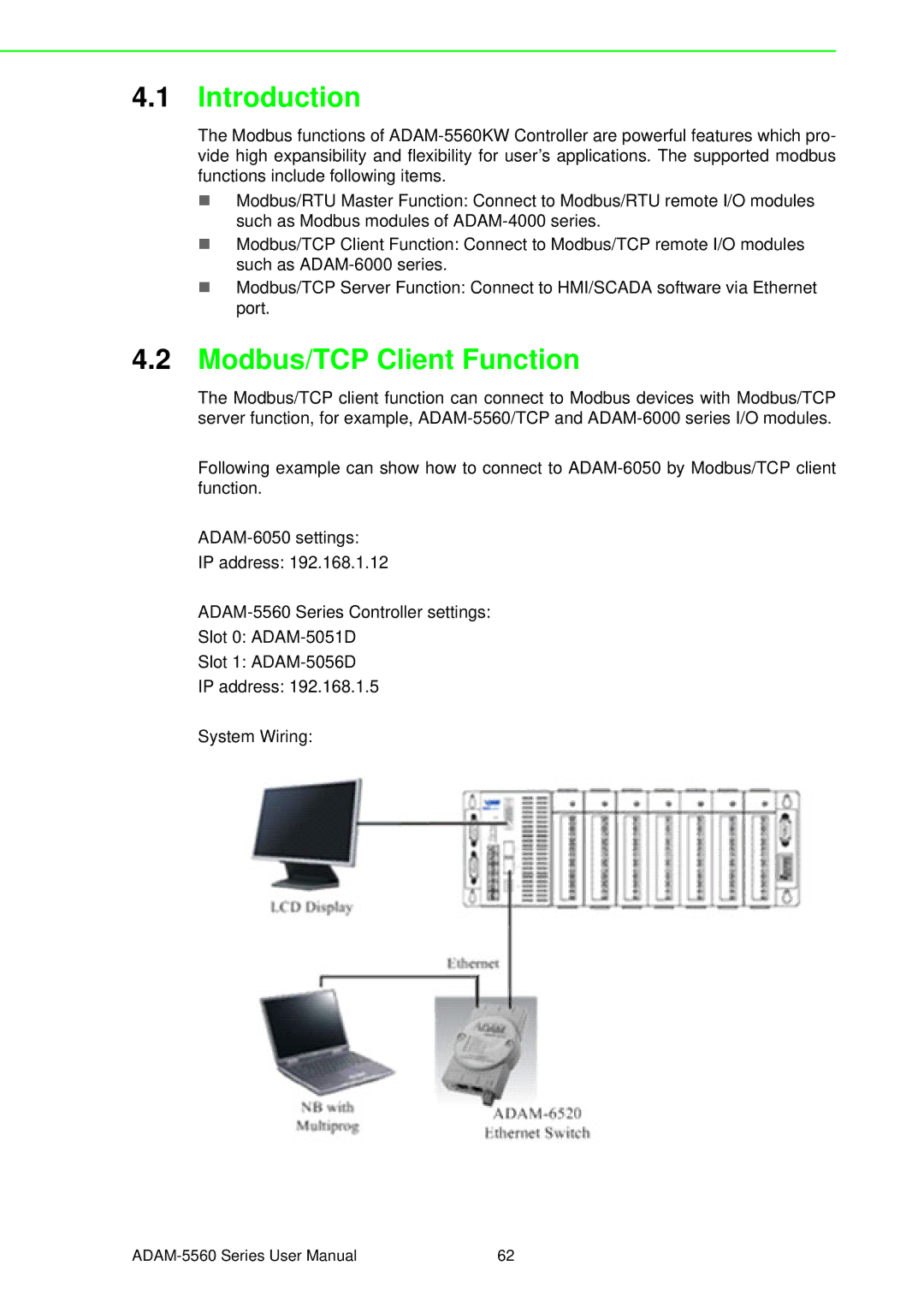 Advantech ADAM-5560 user manual Introduction, Modbus/TCP Client Function 