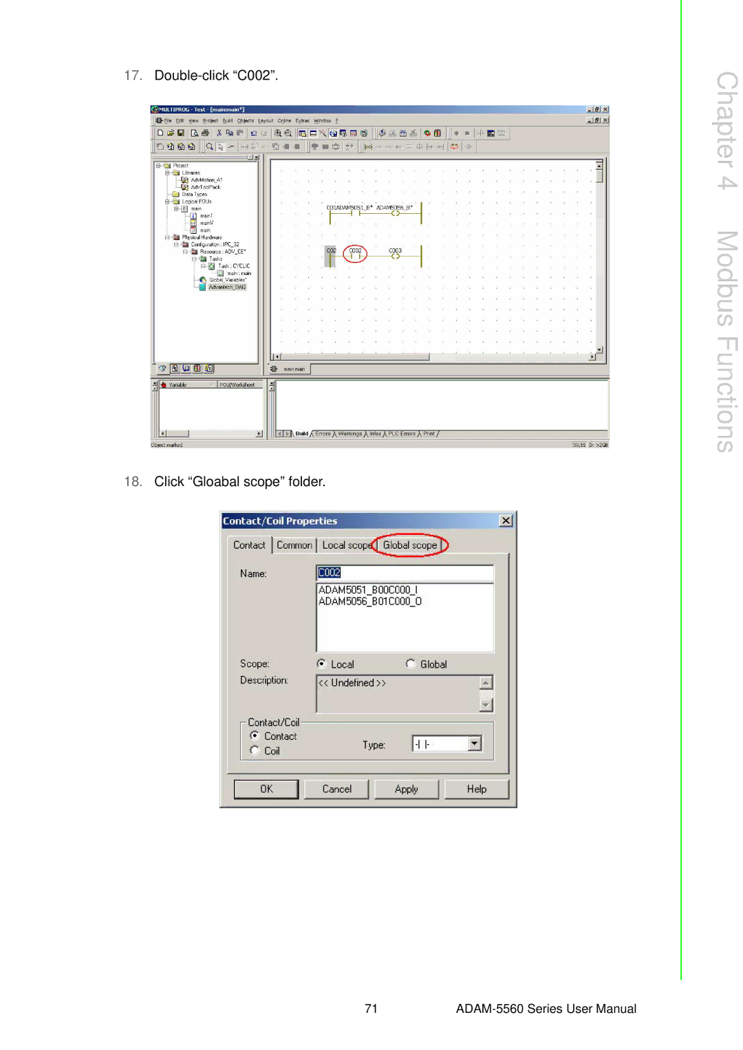 Advantech ADAM-5560 user manual Double-click C002 Click Gloabal scope folder 