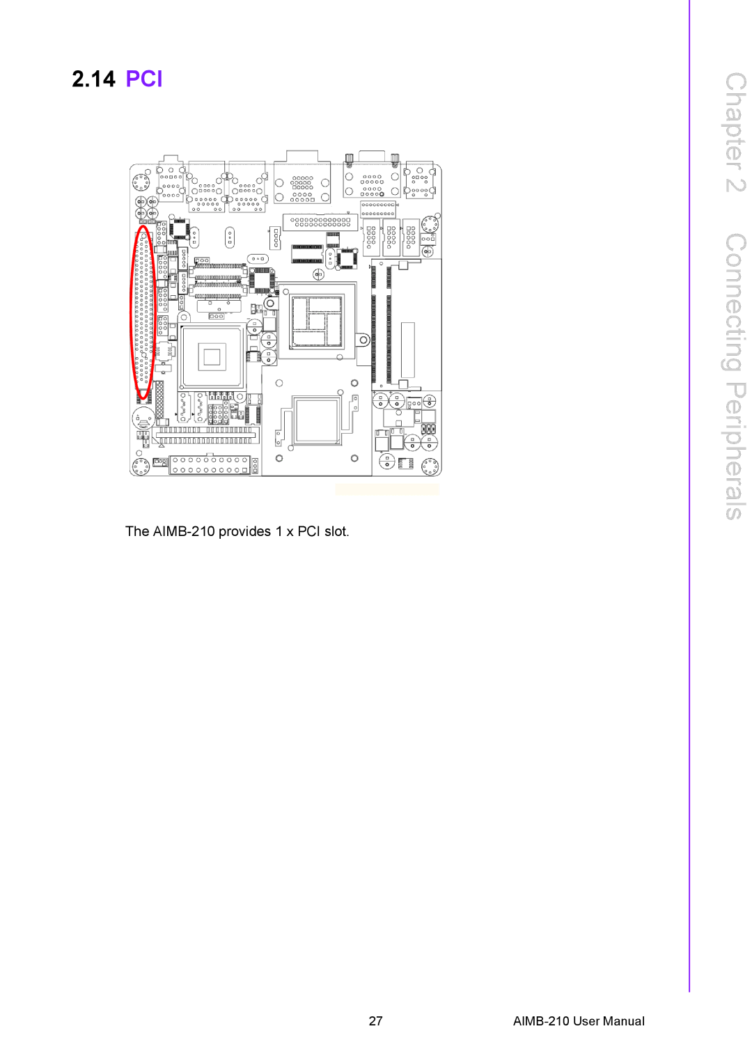 Advantech AIMB-210 user manual 14 PCI 