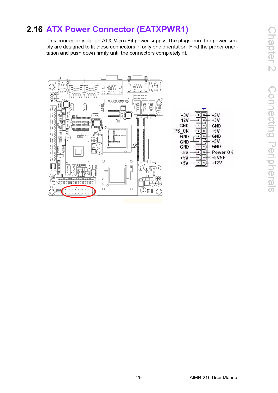 Advantech AIMB-210 user manual ATX Power Connector EATXPWR1 