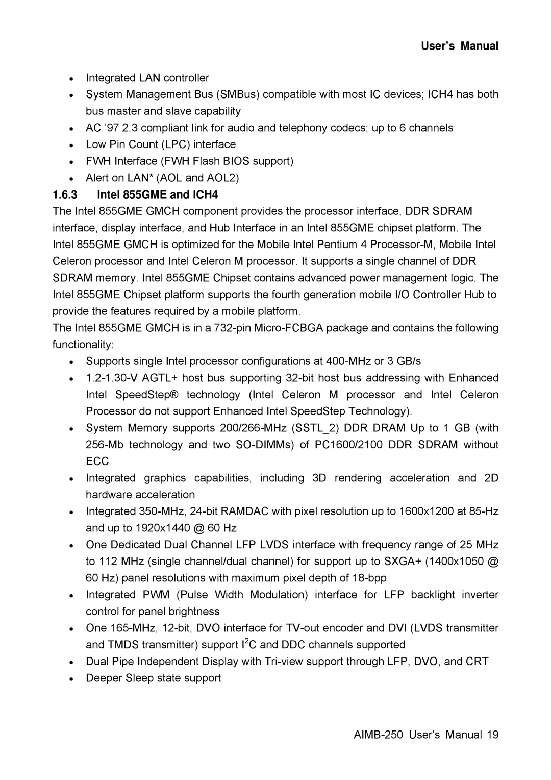 Advantech AIMB-250 user manual Ecc 