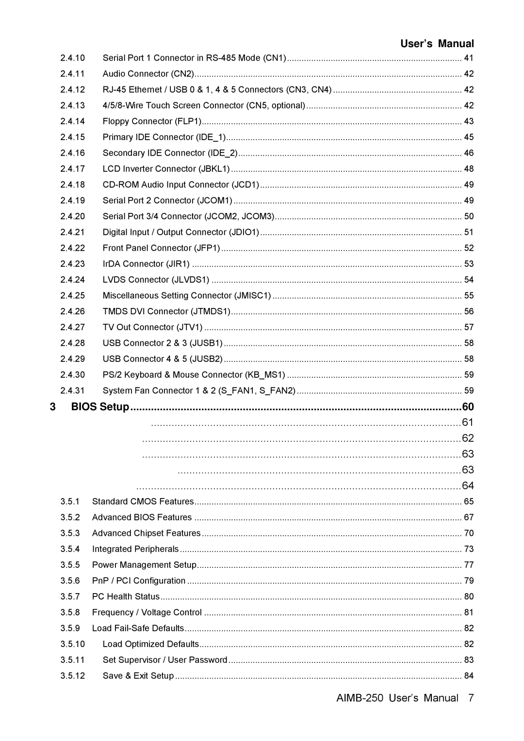 Advantech AIMB-250 user manual Bios Setup 