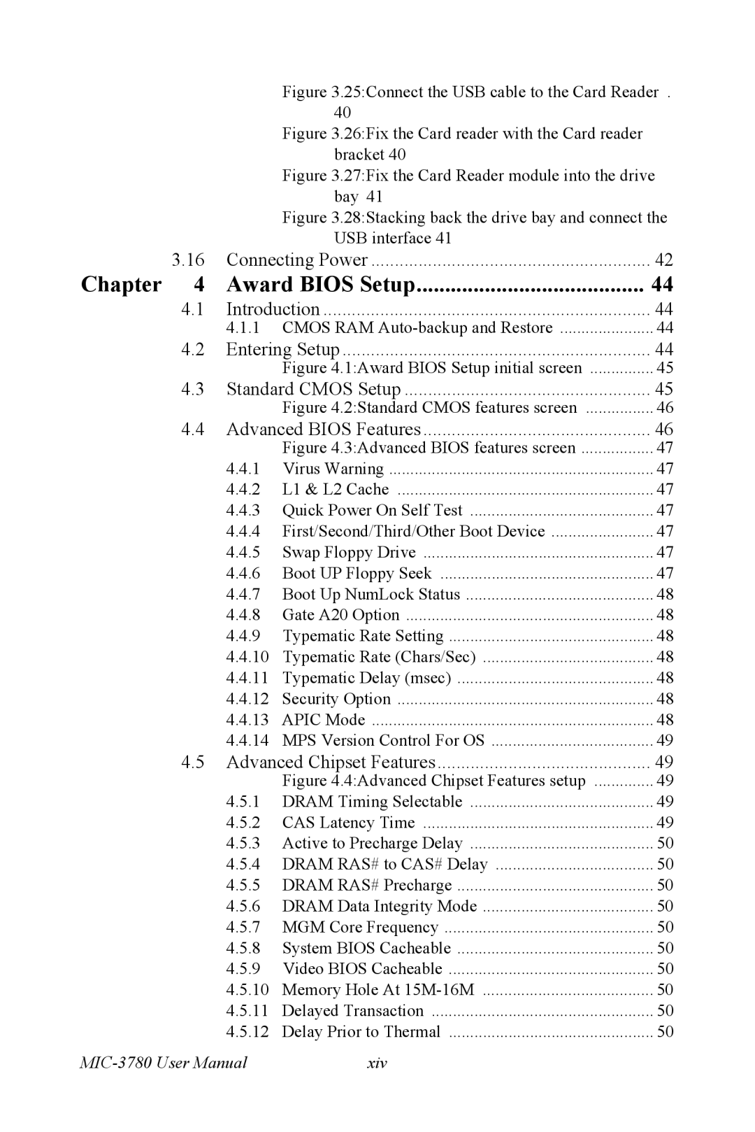 Advantech ARK-7480 manual Chapter Award Bios Setup 