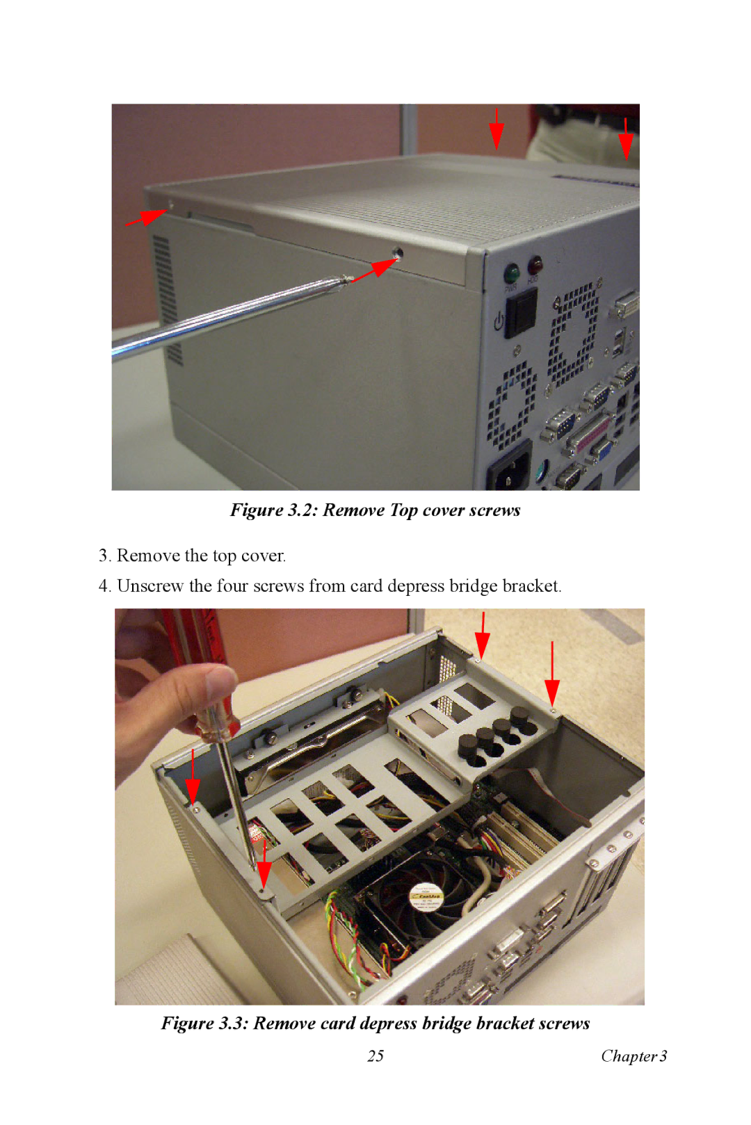 Advantech ARK-7480 manual Remove Top cover screws 