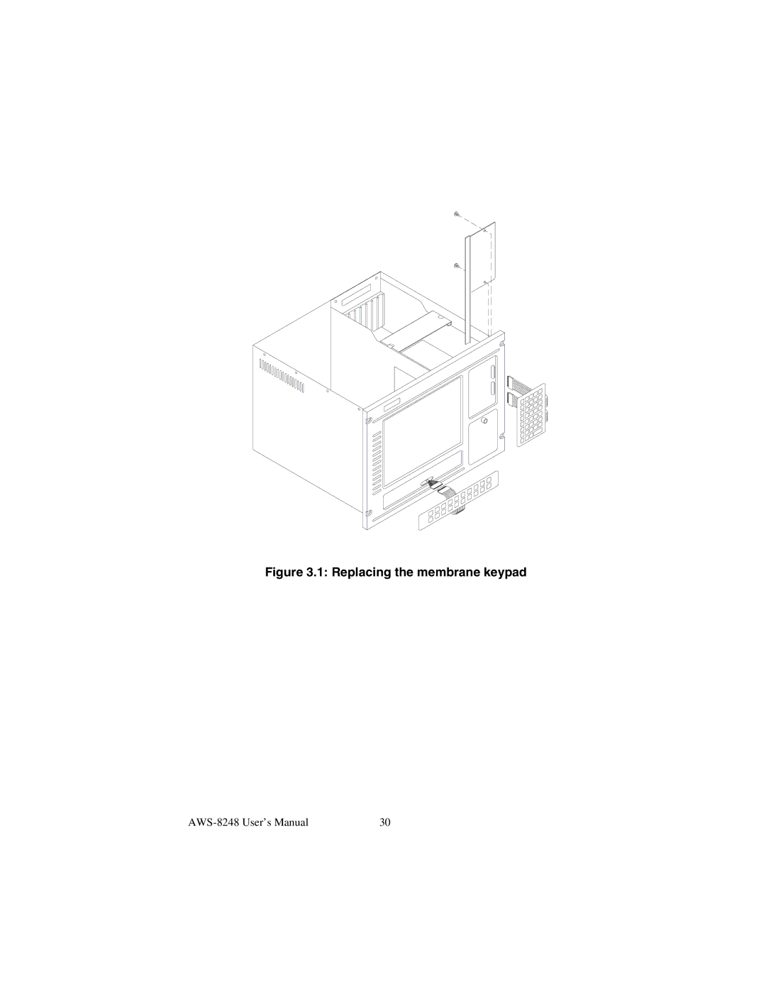 Advantech AWS-8248 user manual Replacing the membrane keypad 