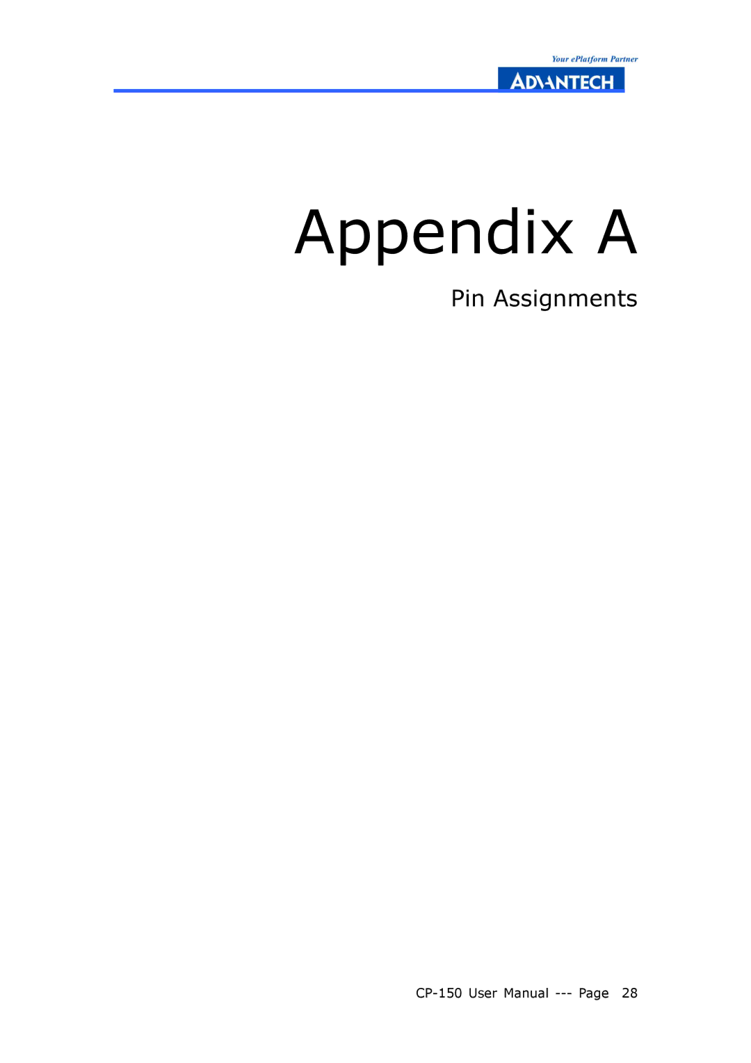 Advantech CP-150 manual Appendix a 