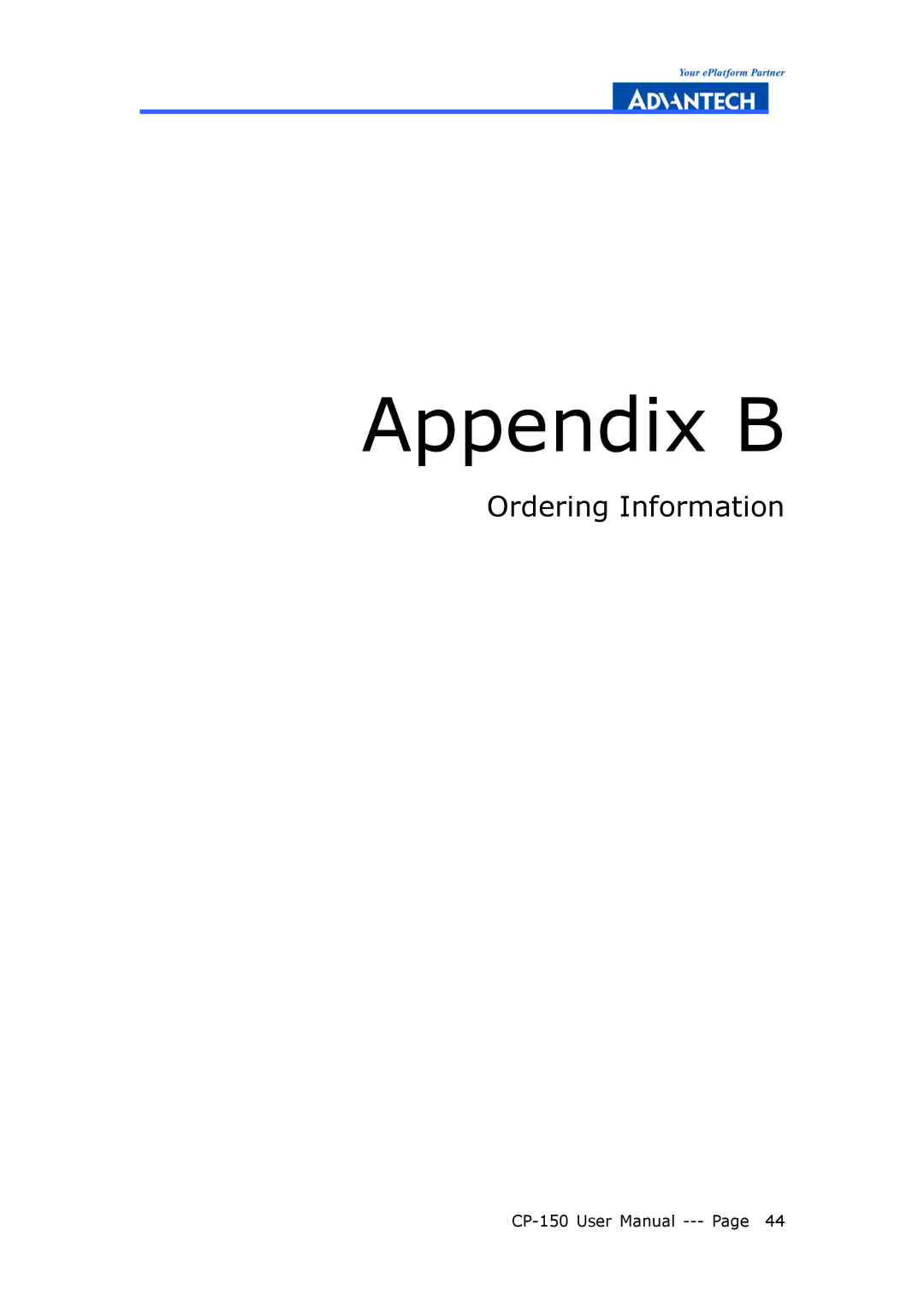 Advantech CP-150 manual Appendix B 