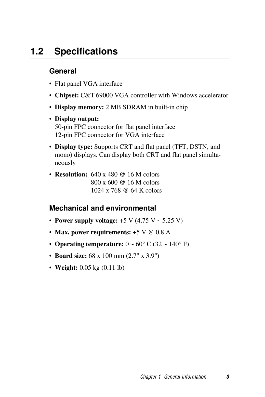 Advantech CPC-2520 user manual Specifications, General, Mechanical and environmental 