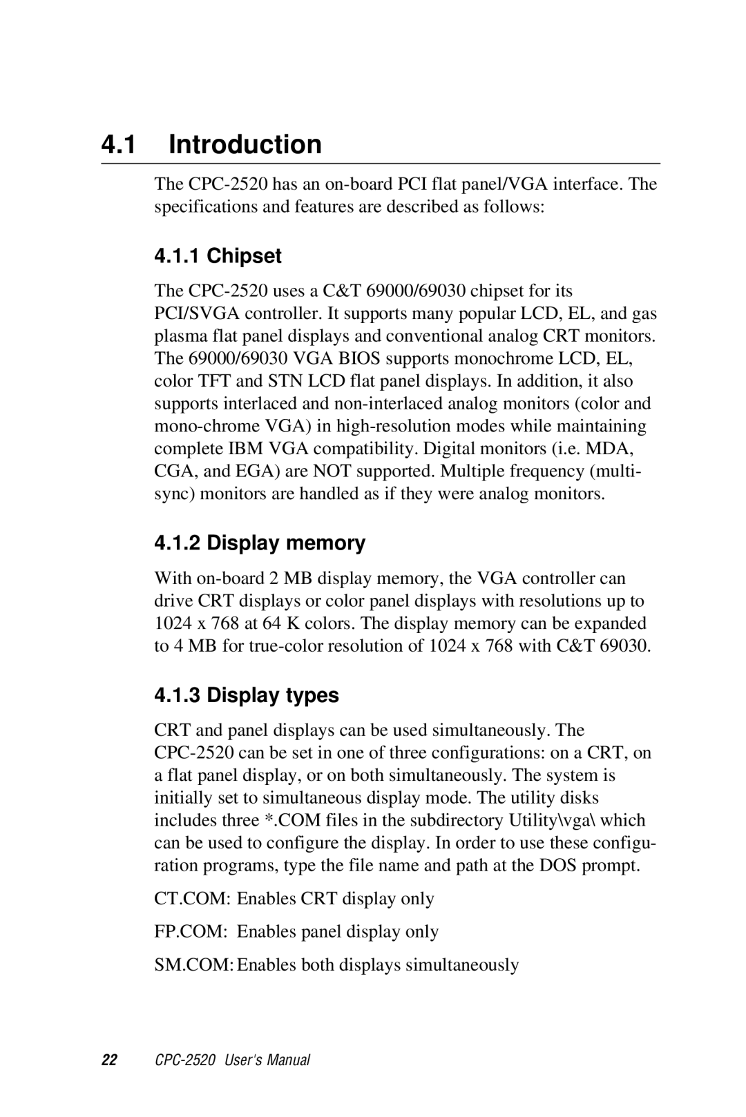 Advantech CPC-2520 user manual Chipset, Display memory, Display types 