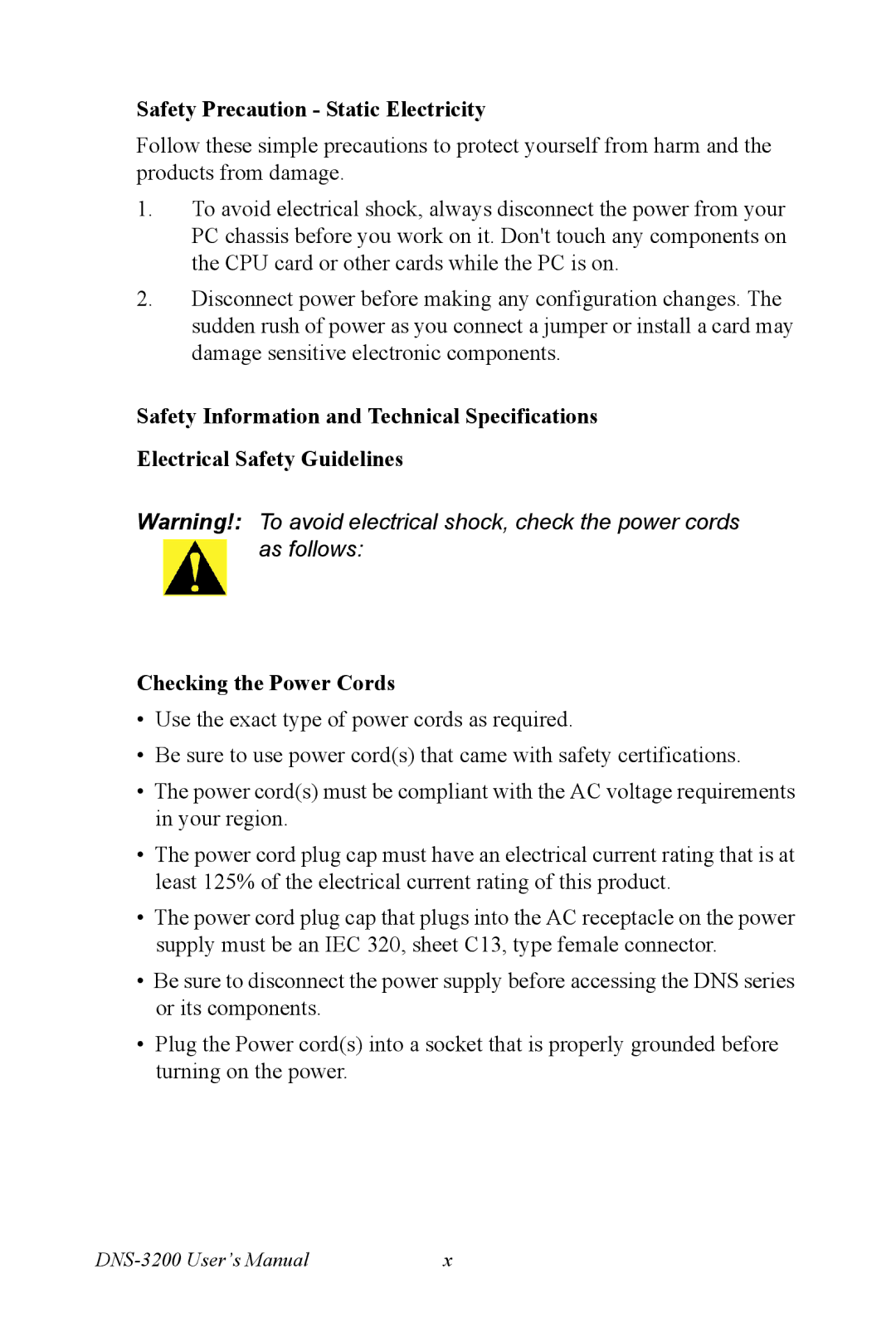 Advantech DNS-3200 user manual Safety Precaution Static Electricity 