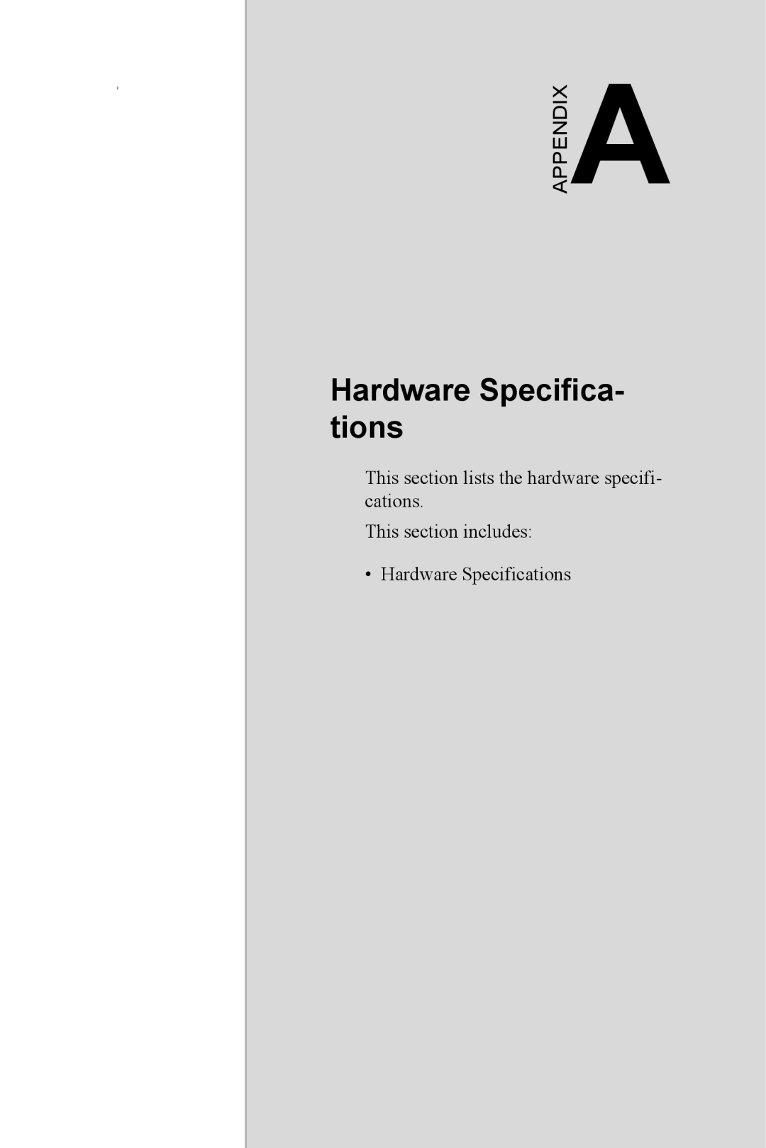 Advantech DNS-3200 user manual Hardware Specifica- tions 