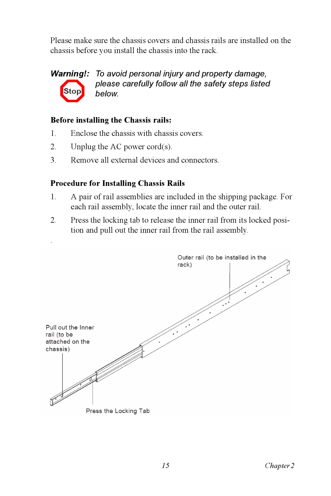 Advantech DNS-3200 user manual Before installing the Chassis rails, Procedure for Installing Chassis Rails 