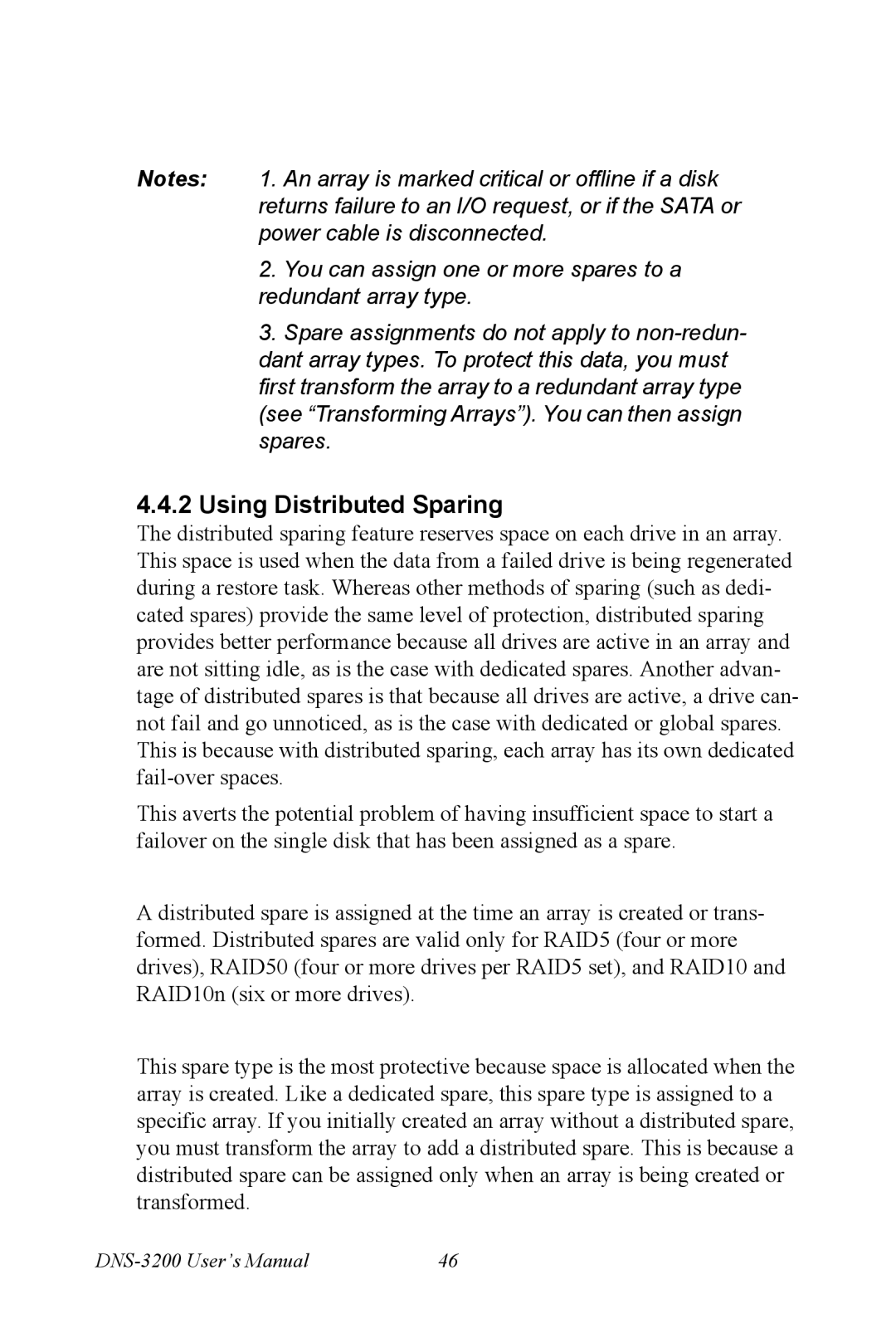 Advantech DNS-3200 user manual Using Distributed Sparing 