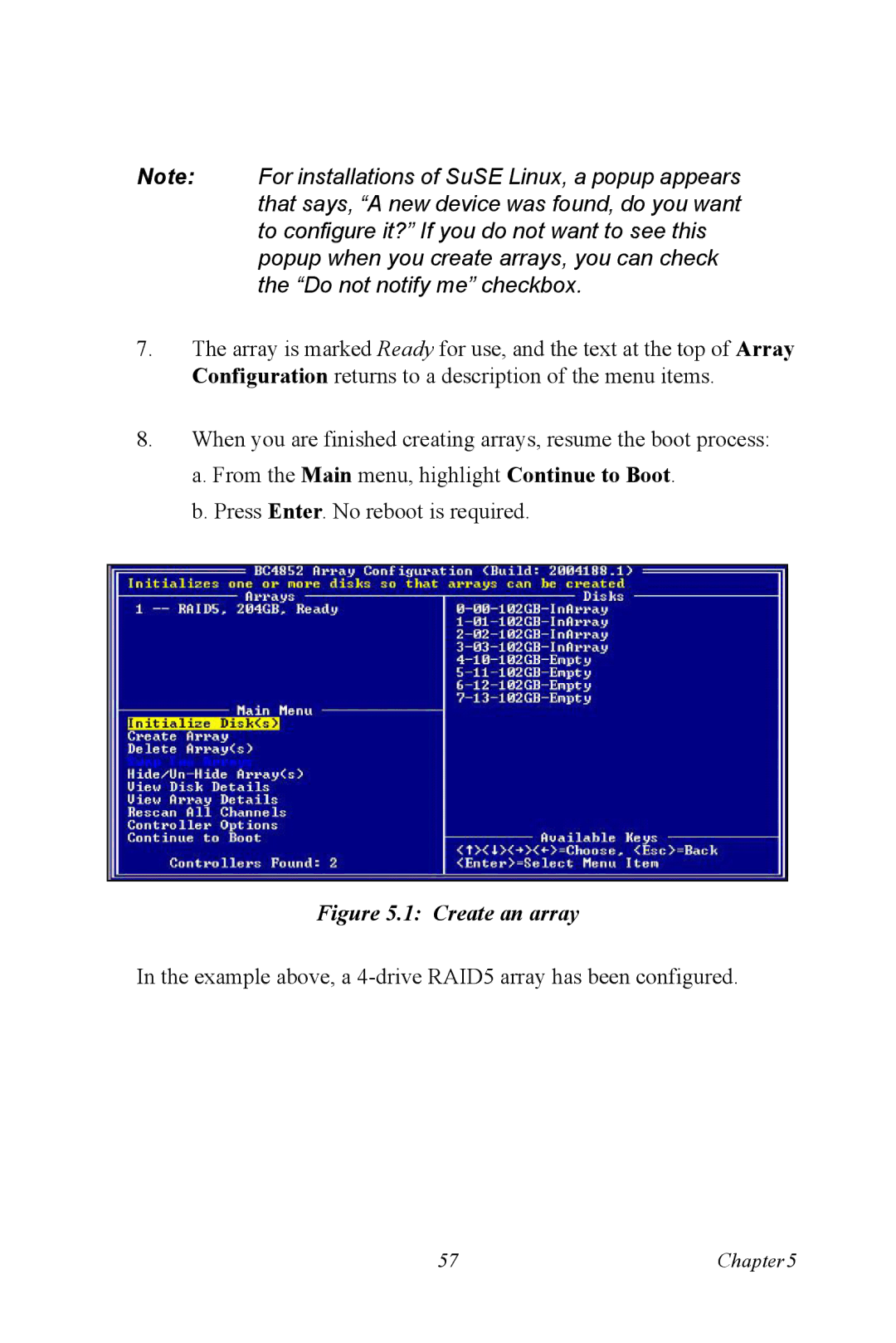 Advantech DNS-3200 user manual Create an array 