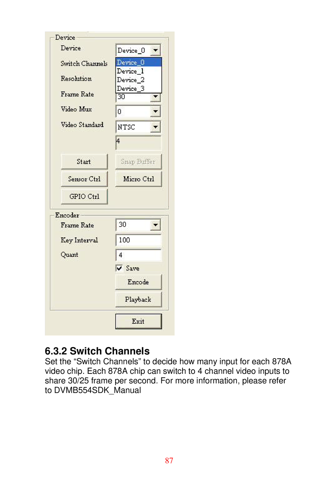 Advantech DVMB-554E user manual Switch Channels 