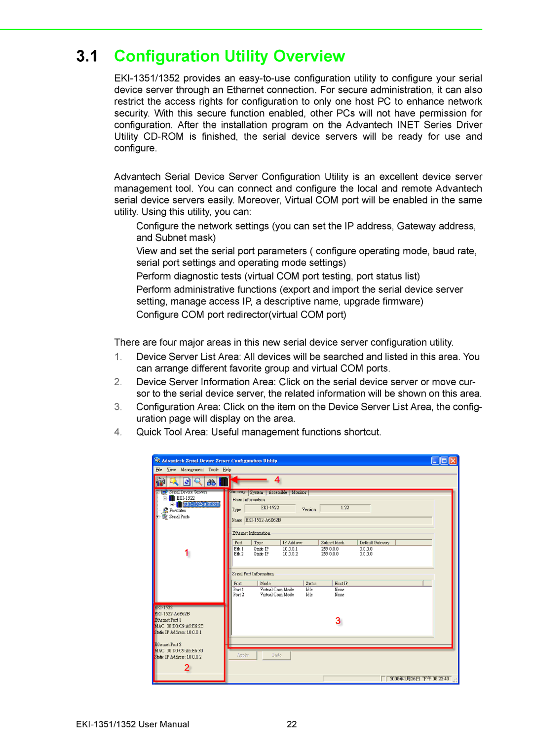 Advantech EKI-1352, EKI-1351 manual Configuration Utility Overview 