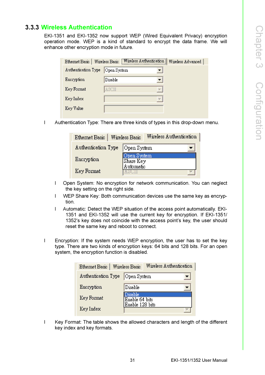 Advantech EKI-1351, EKI-1352 manual Wireless Authentication 