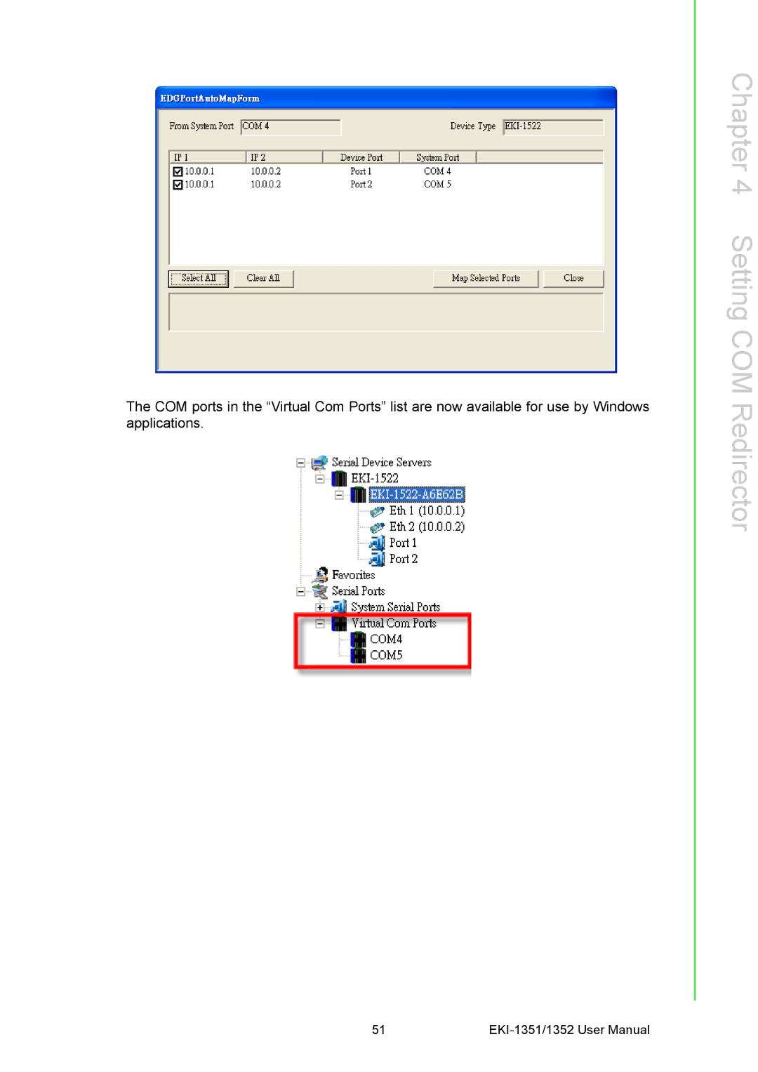 Advantech EKI-1351, EKI-1352 manual Setting COM Redirector 