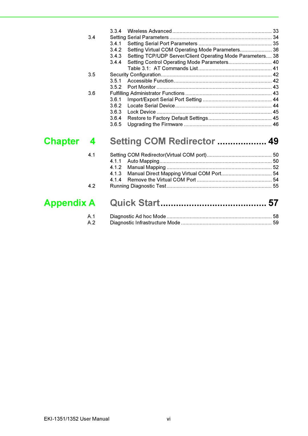 Advantech EKI-1352, EKI-1351 manual Appendix a, Setting COM Redirector 