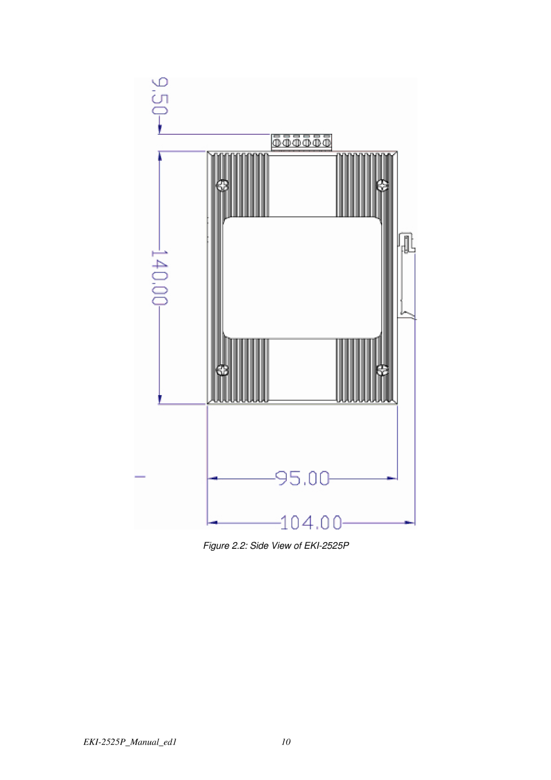 Advantech user manual Side View of EKI-2525P 