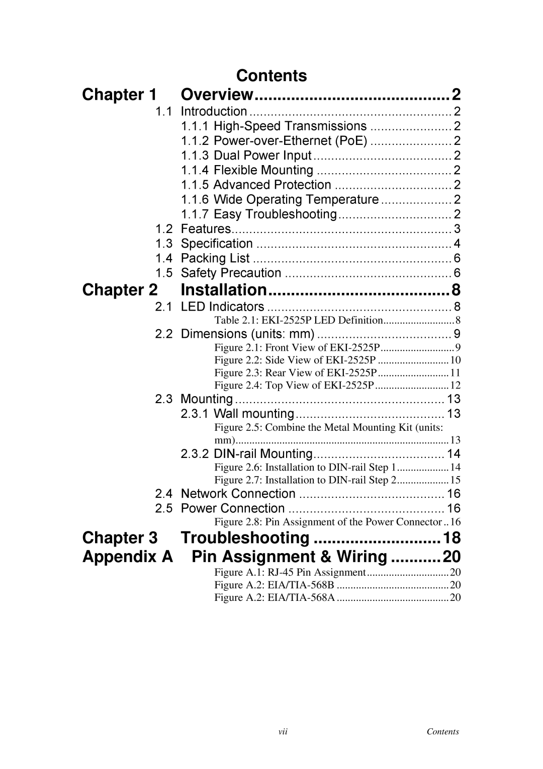 Advantech EKI-2525P user manual Appendix a Pin Assignment & Wiring 