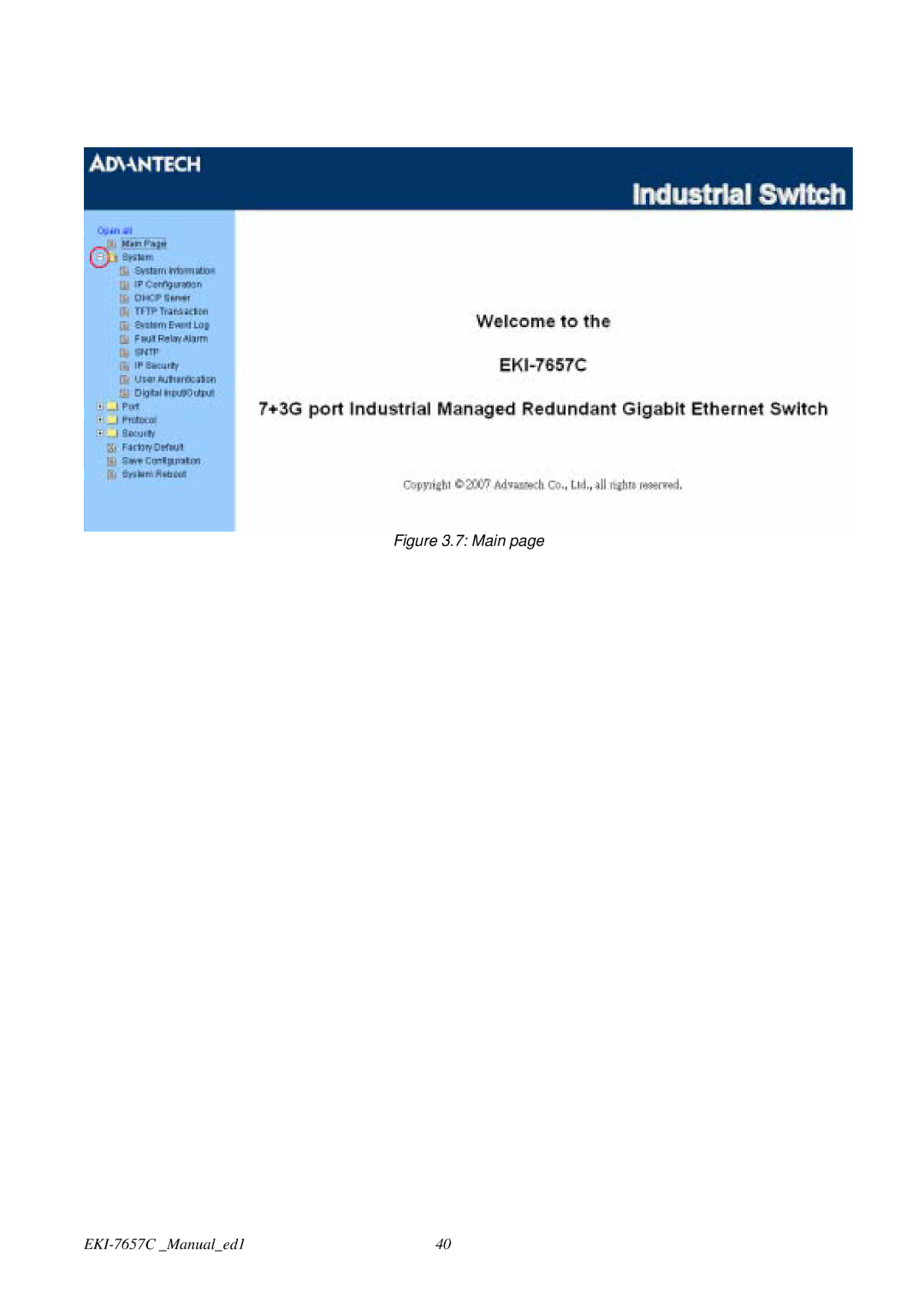 Advantech EKI-7657C user manual Main 