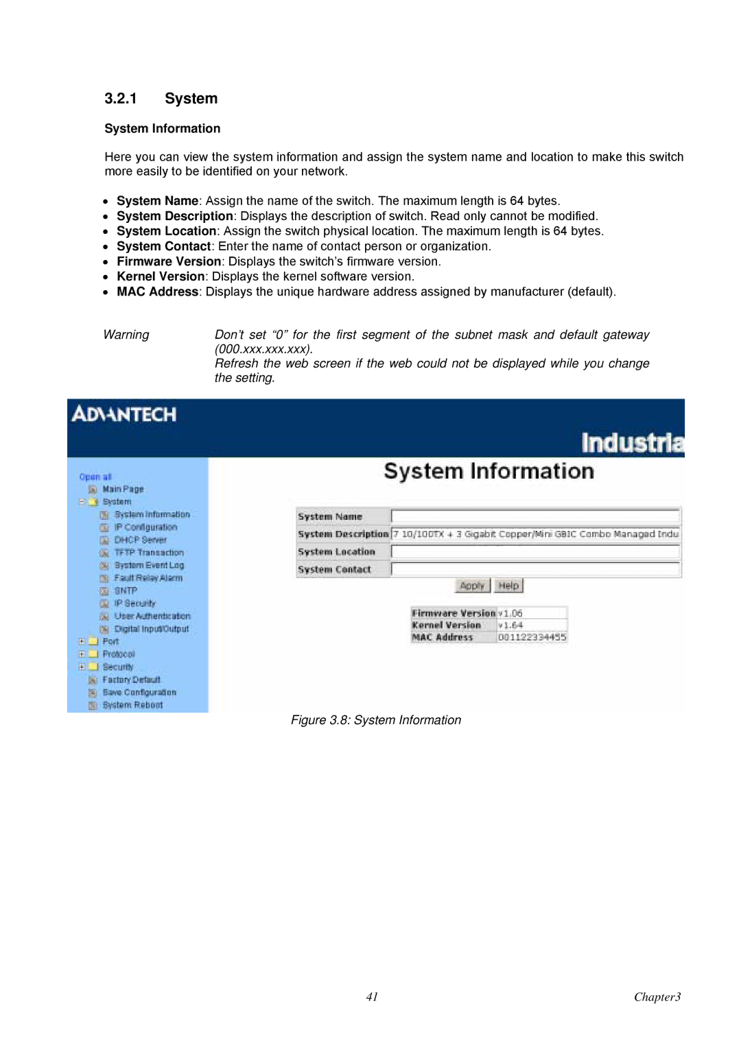 Advantech EKI-7657C user manual System Information 