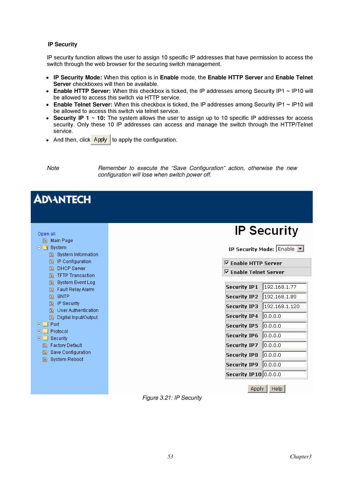 Advantech EKI-7657C user manual IP Security 