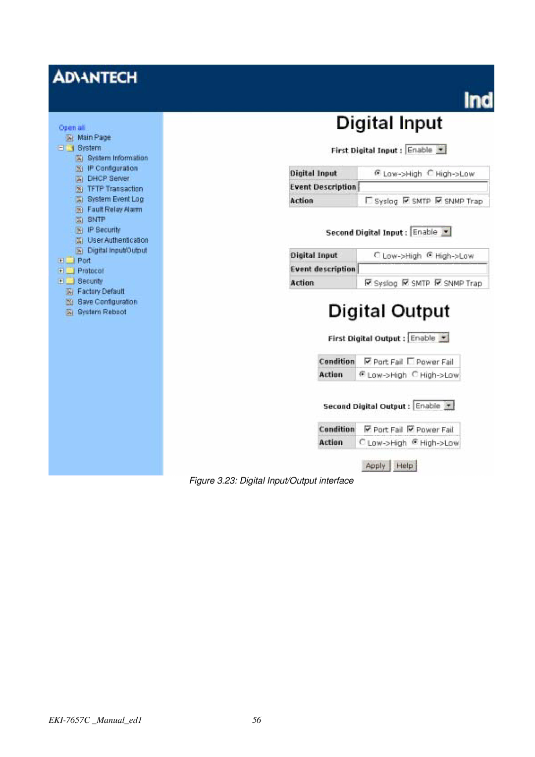 Advantech EKI-7657C user manual Digital Input/Output interface 