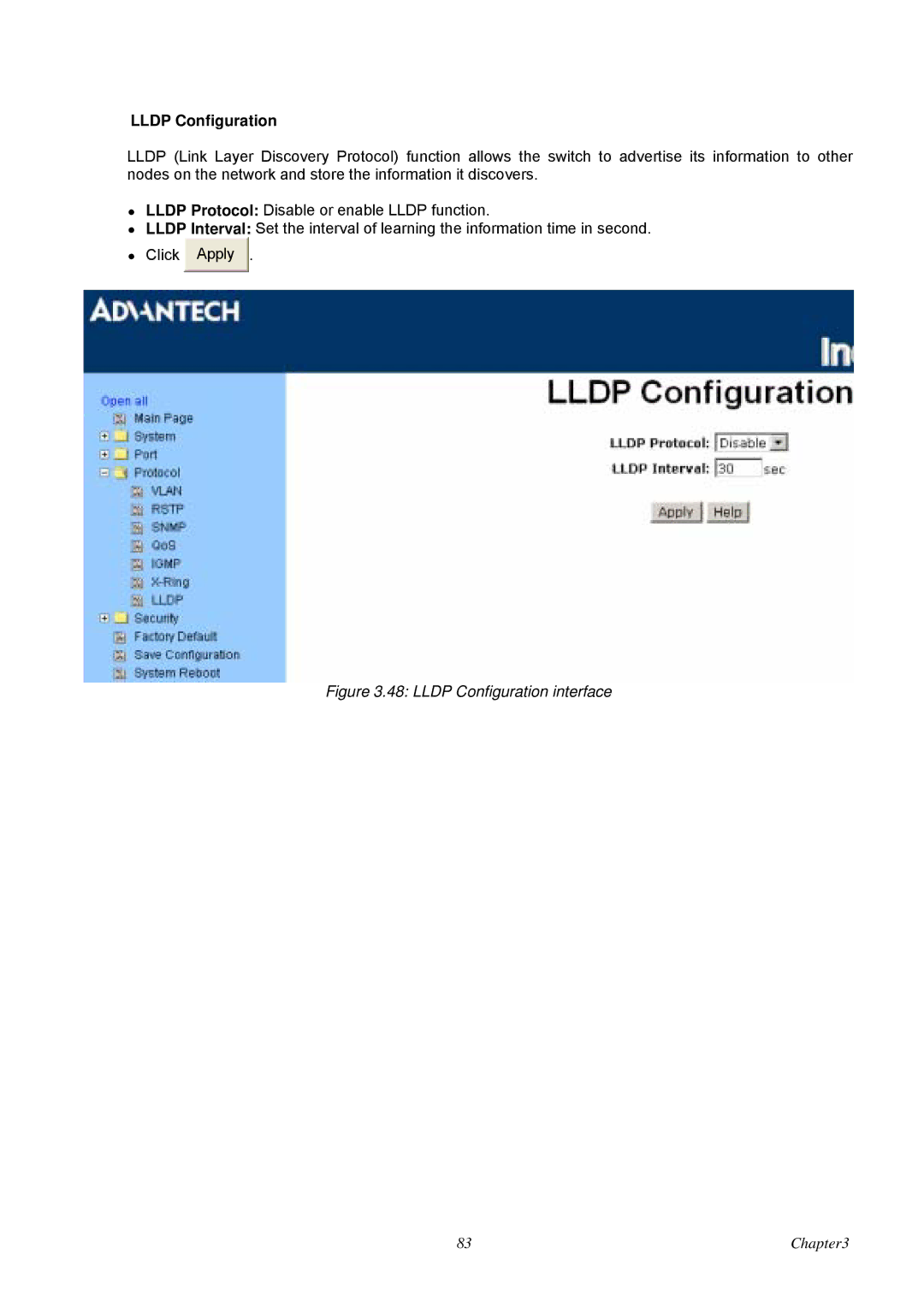 Advantech EKI-7657C user manual Lldp Configuration interface 