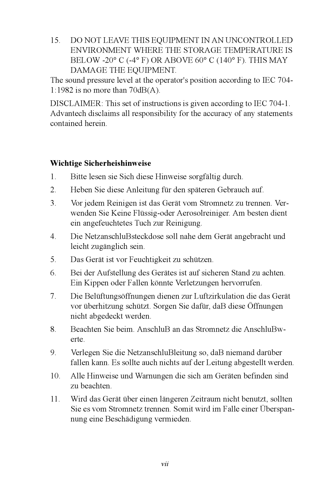 Advantech FPM-3150 Series user manual Wichtige Sicherheishinweise 