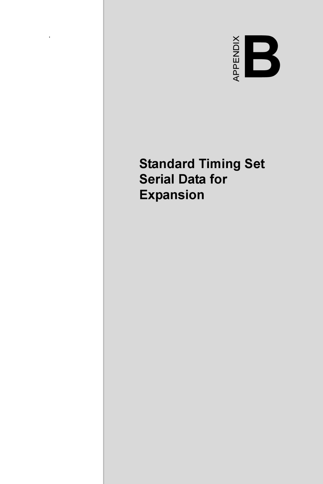 Advantech FPM-3150 Series user manual Standard Timing Set Serial Data for Expansion, Appendix B 