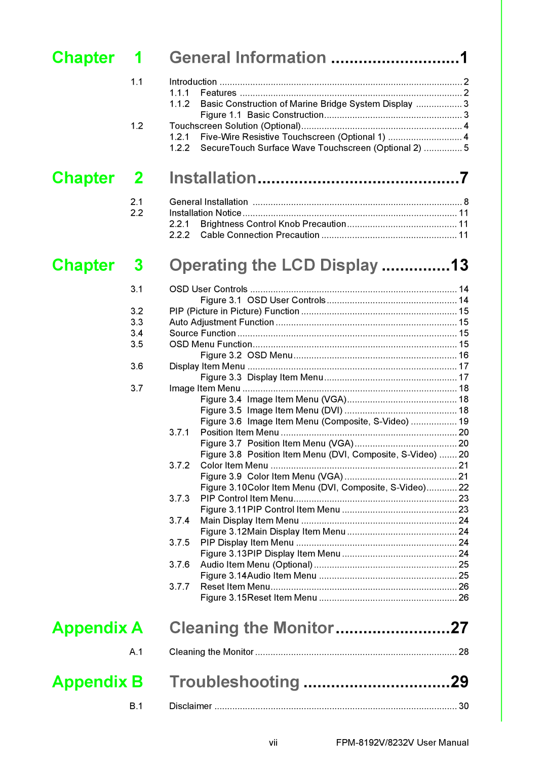 Advantech FPM-8192V/8232V user manual Chapter, General Information 