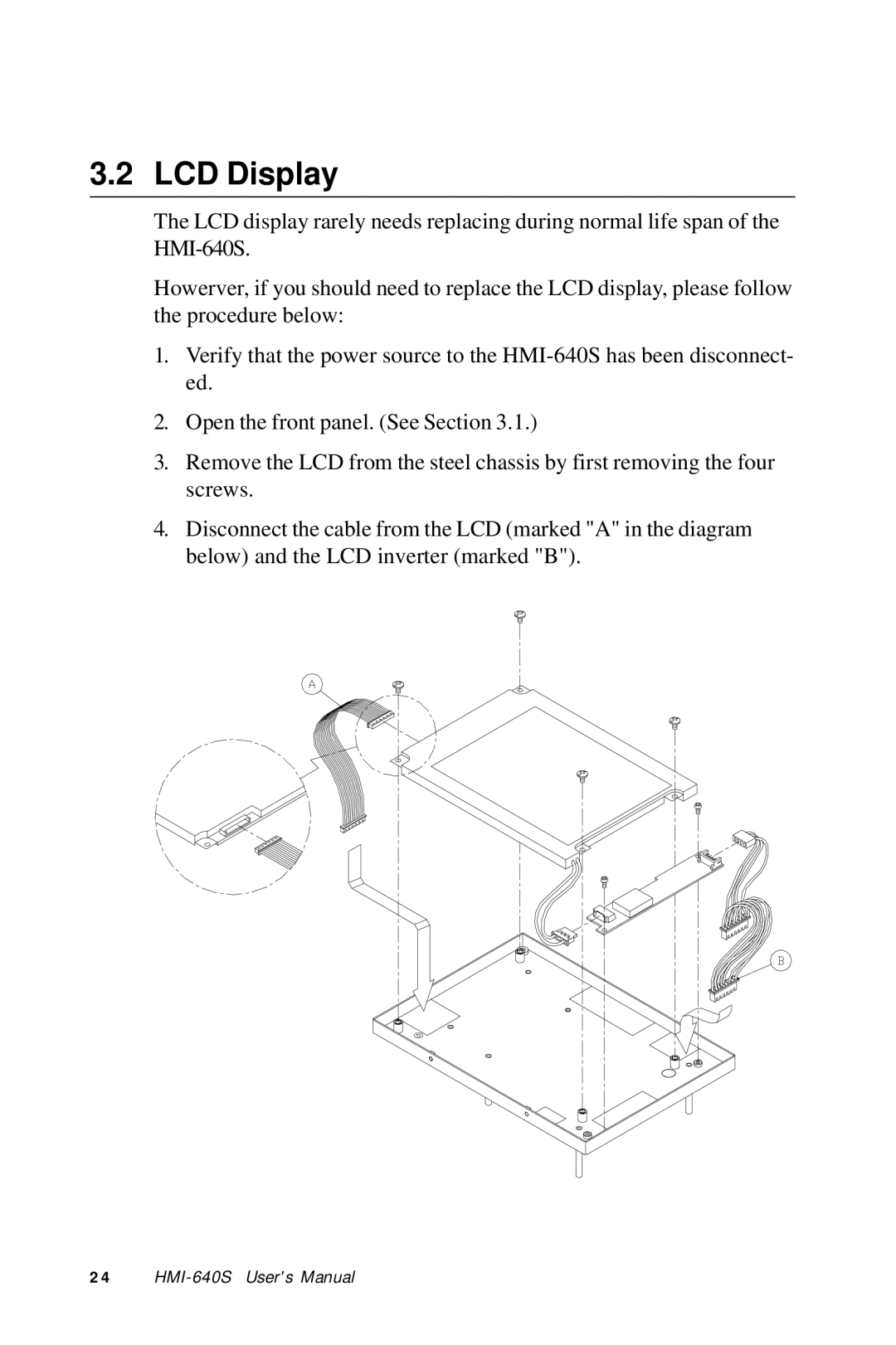 Advantech HMI-640S user manual LCD Display 