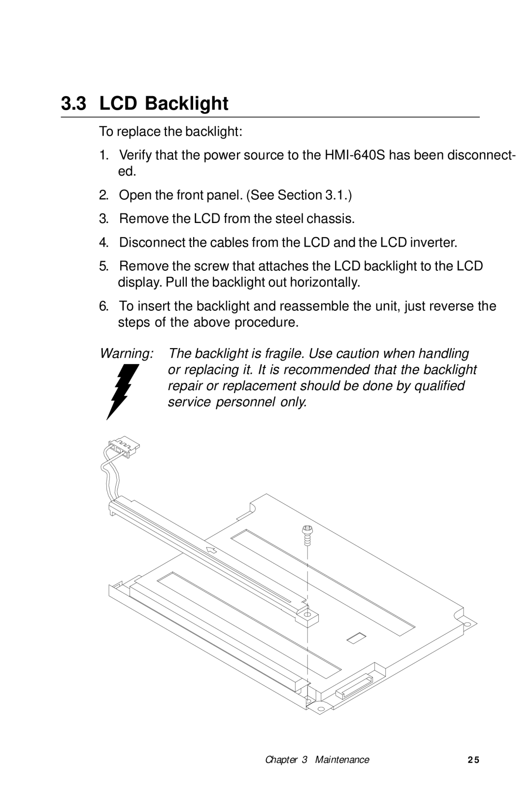 Advantech HMI-640S user manual LCD Backlight 