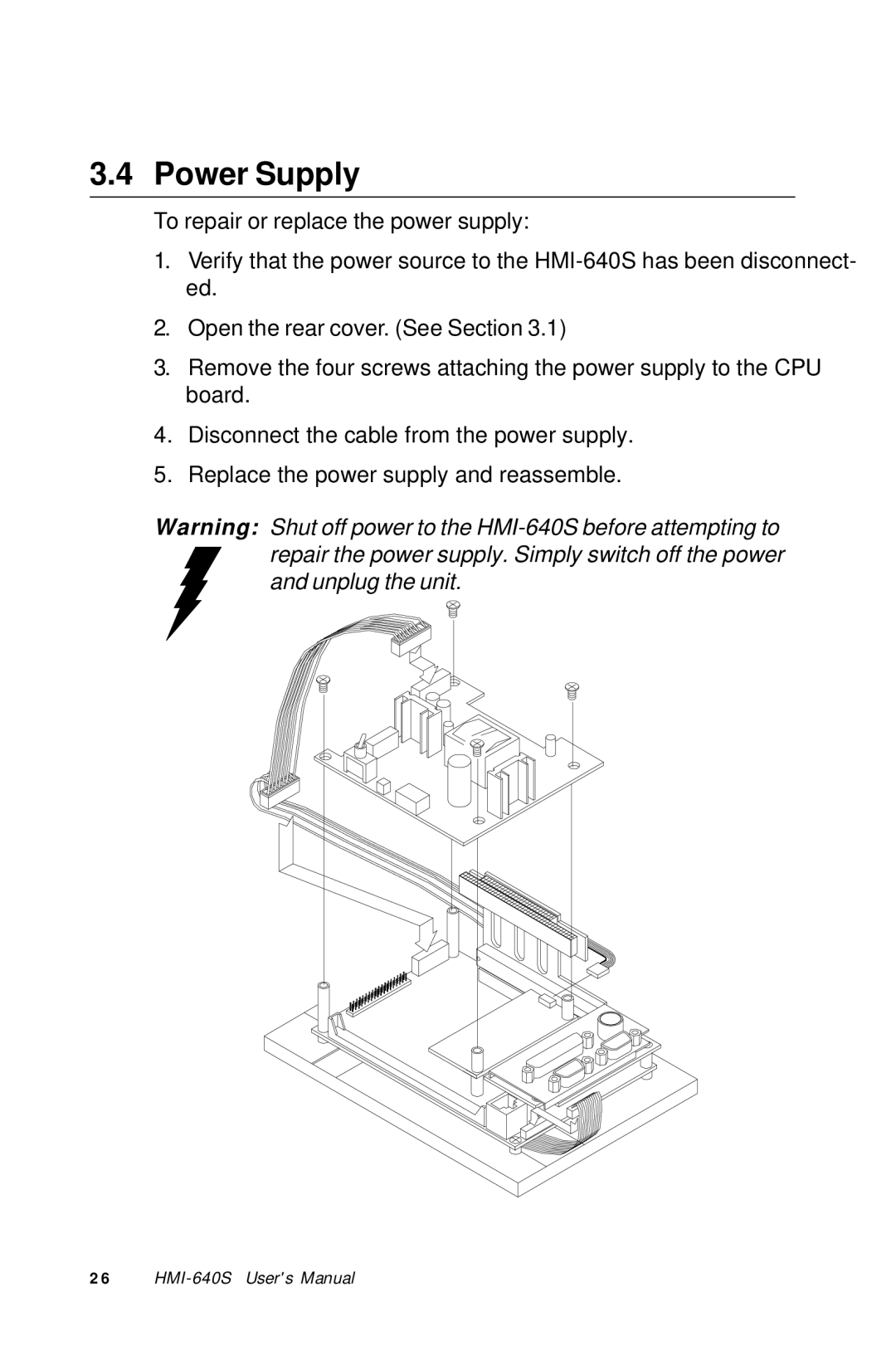 Advantech HMI-640S user manual Power Supply 