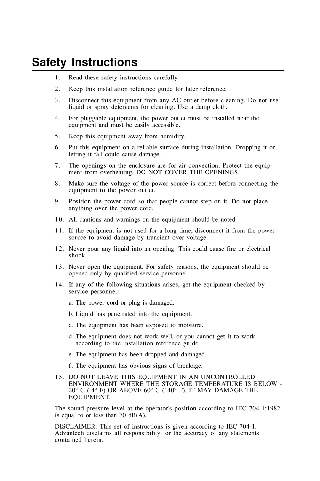 Advantech HMI-640S user manual Safety Instructions 