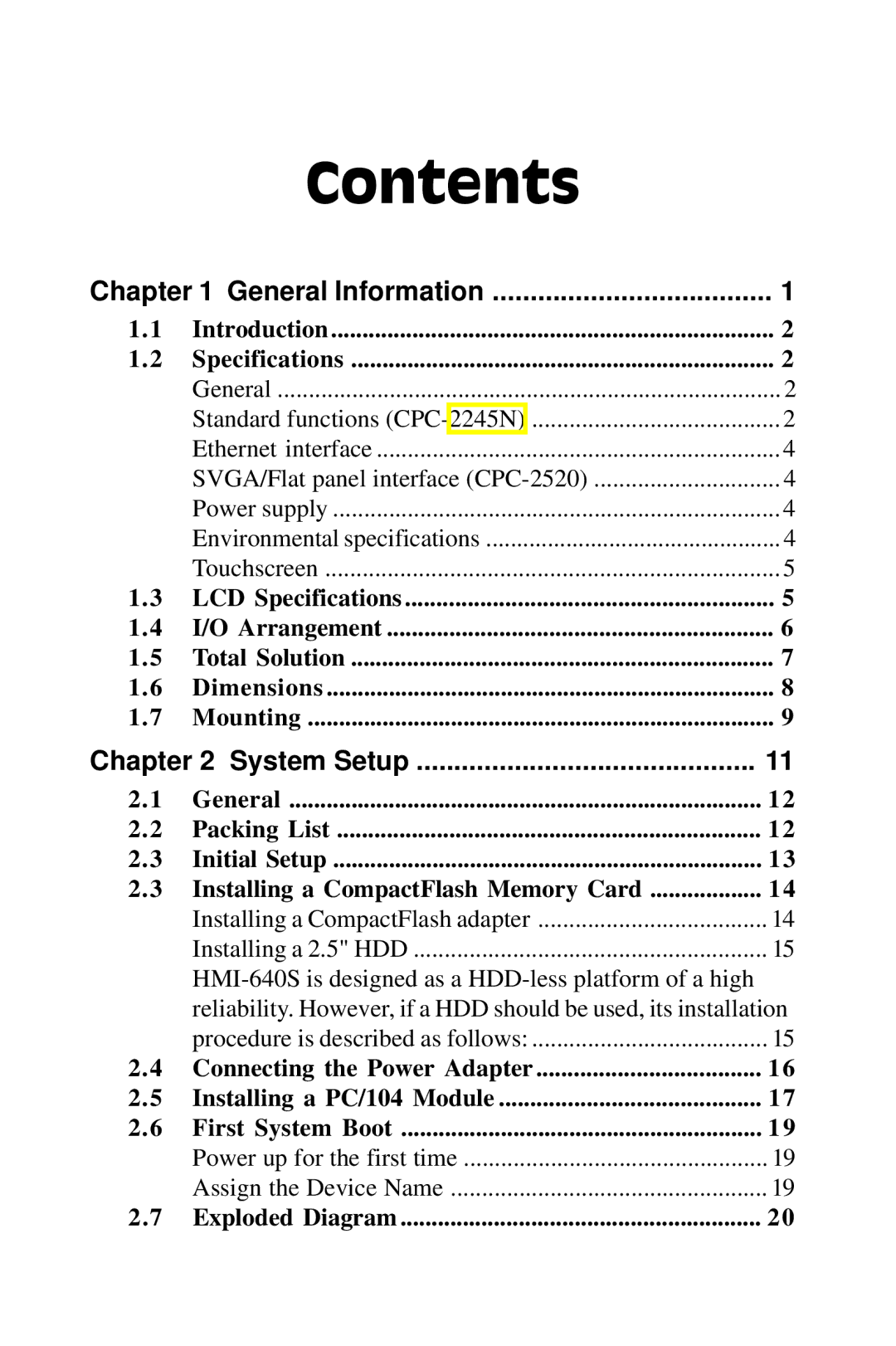 Advantech HMI-640S user manual Contents 