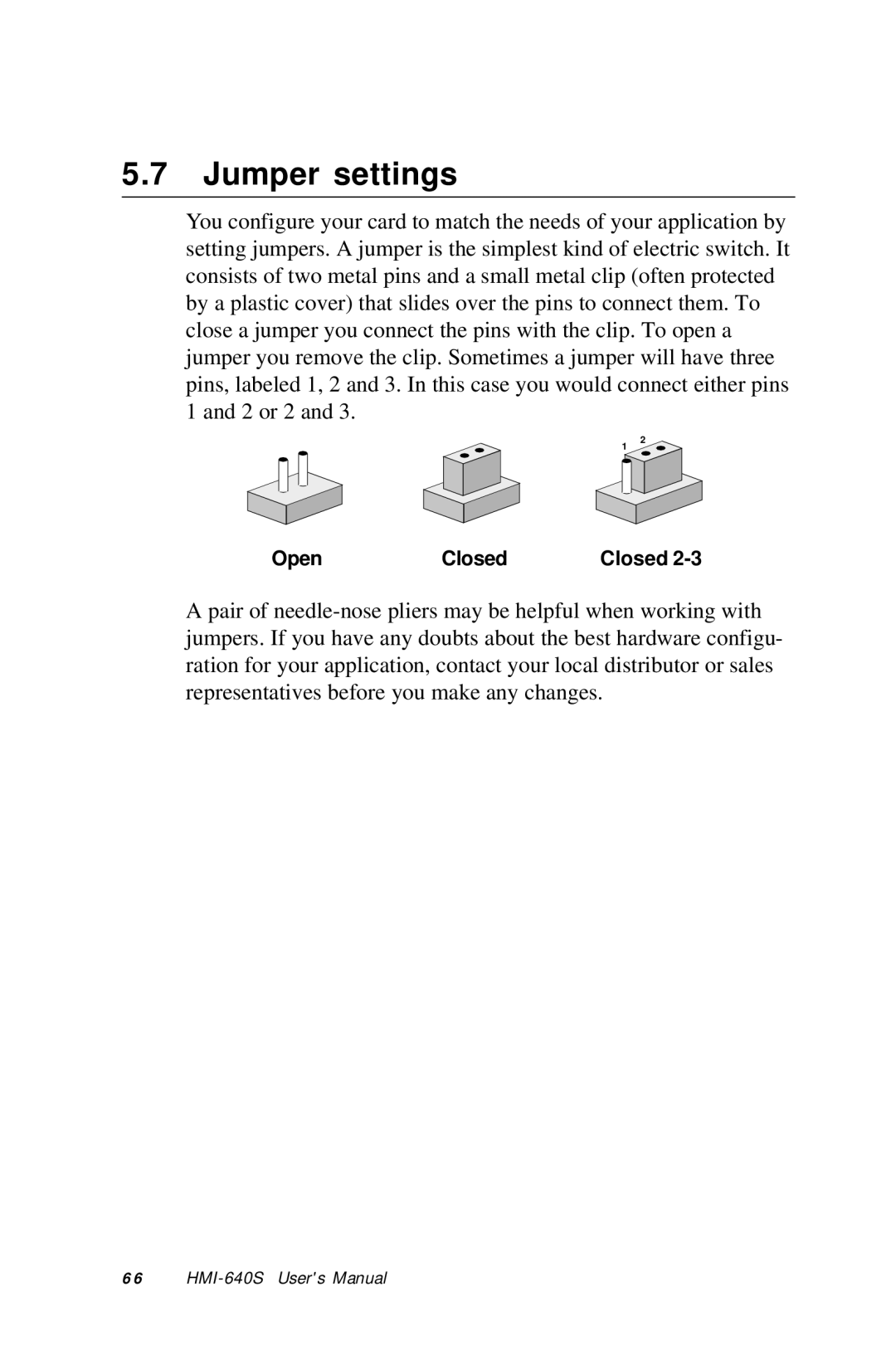 Advantech HMI-640S user manual Jumper settings 