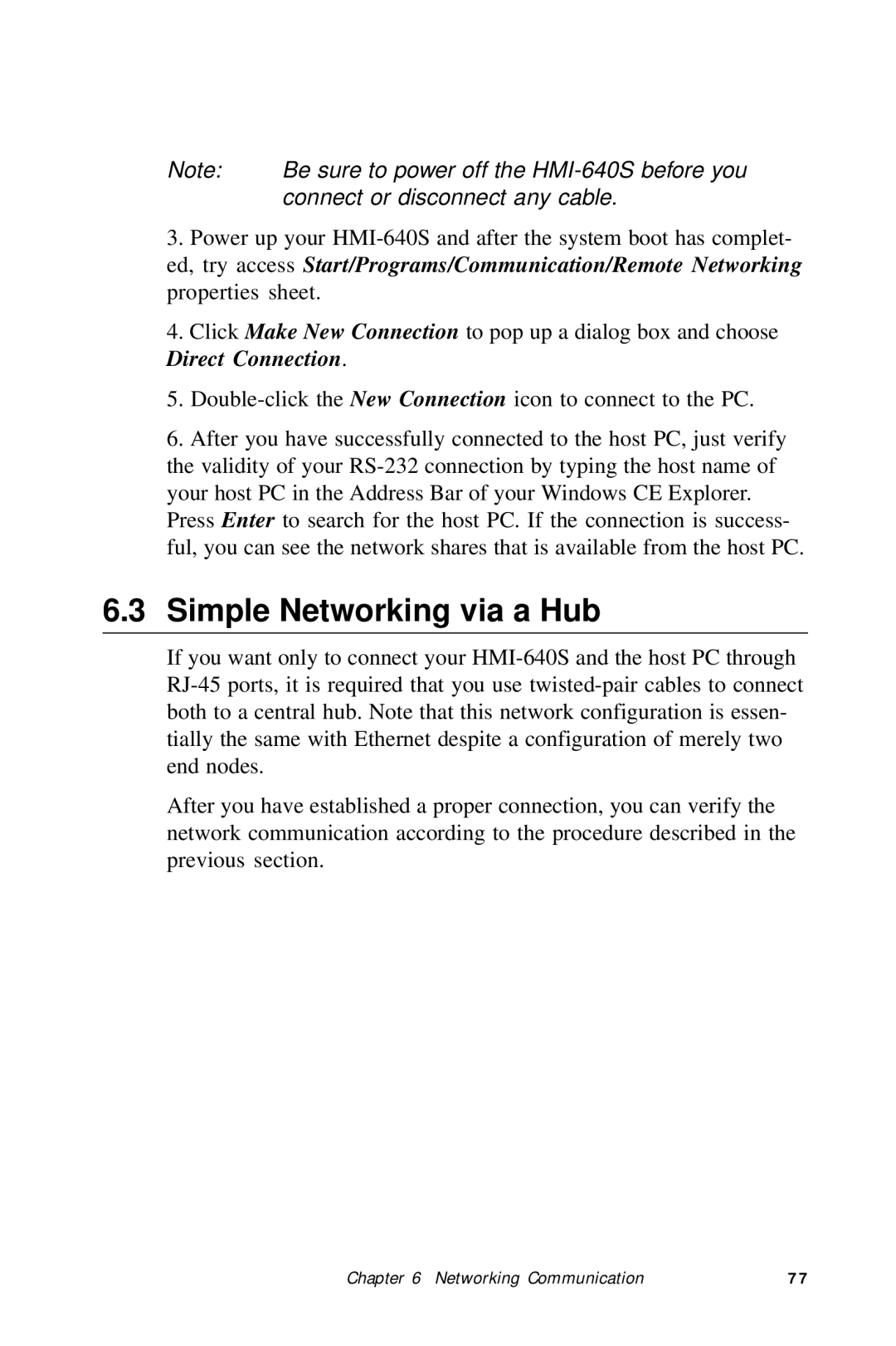 Advantech HMI-640S user manual Simple Networking via a Hub 