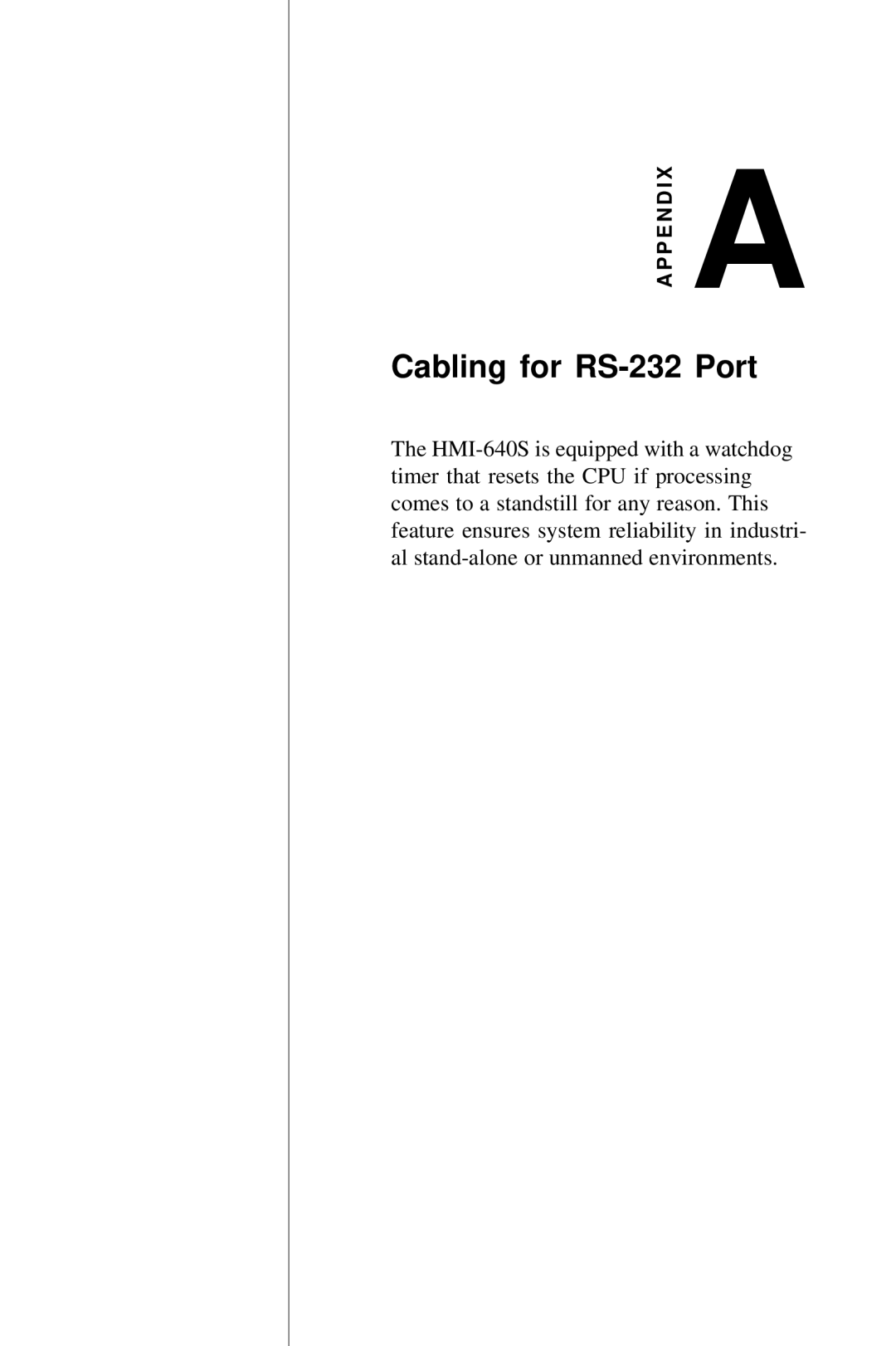 Advantech HMI-640S user manual Cabling for RS-232 Port 