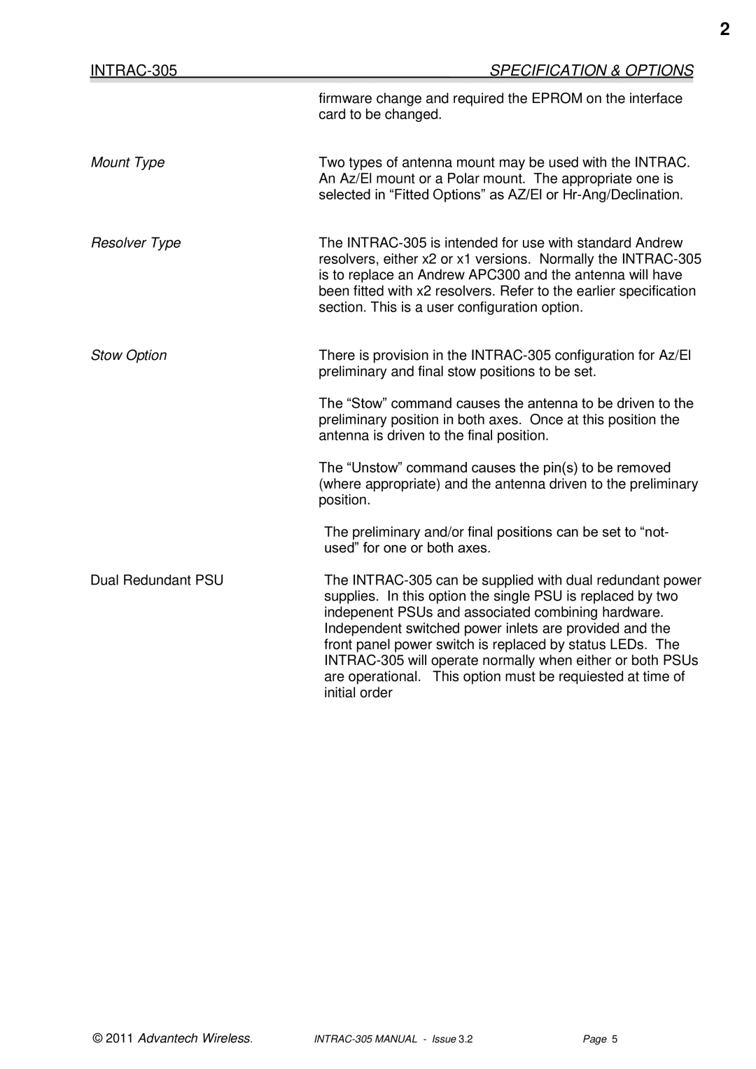 Advantech INTRAC-305 user manual 