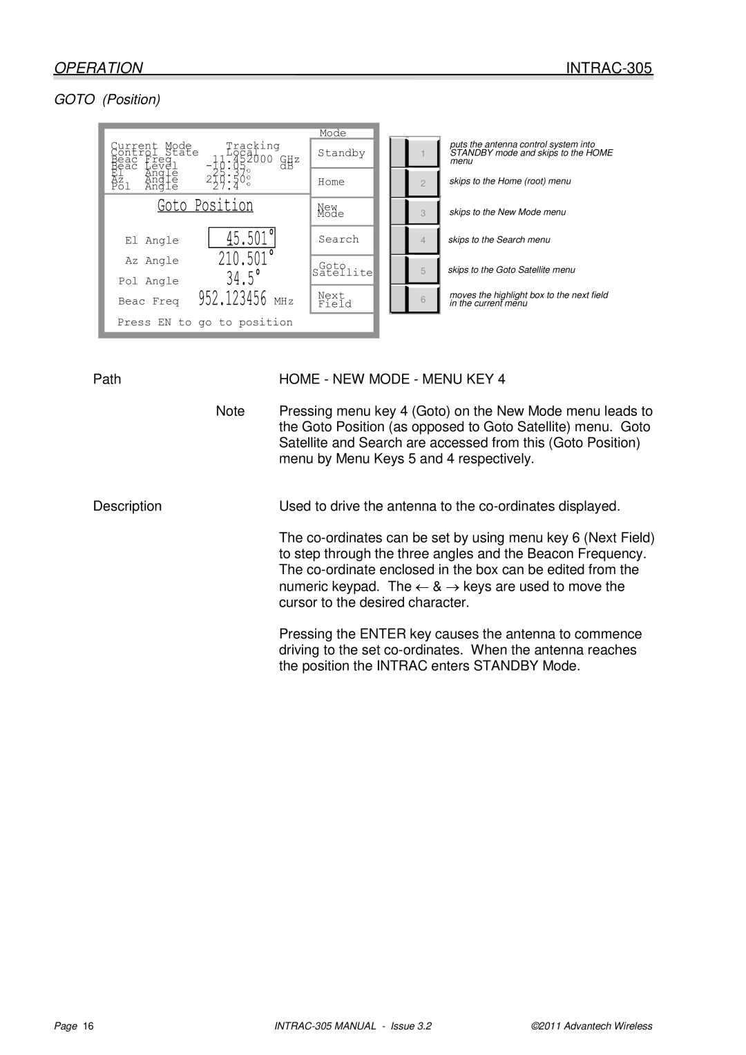 Advantech INTRAC-305 user manual Goto Position 