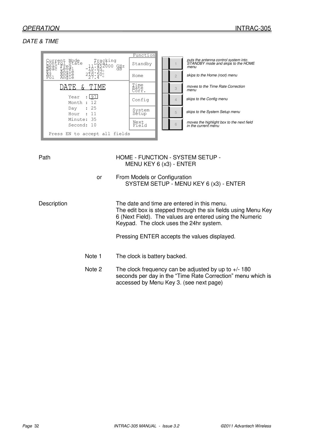 Advantech INTRAC-305 user manual Date & Time 